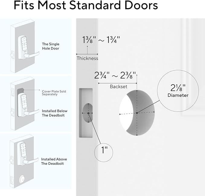 ULTRALOQ Latch 5 Built-in WiFi Smart Lock with NFC, 5-in-1 Keyless Entry Door Lock with Touch Digital Keypad, Smart Handle Lock, App Control, Black