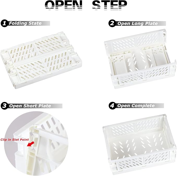 Tixill 2-Pack Mini Foldable Plastic Baskets for Organizing and Storage, Collapsible Storage Crate for Home Kitchen Bedroom Bathroom Office (5.9x3.8x2.2, White)