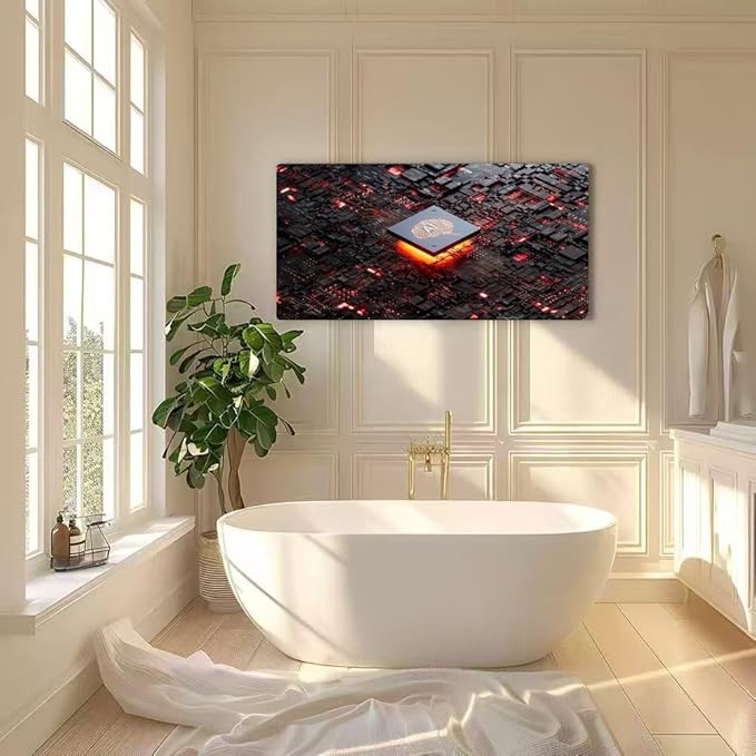 Wibinuki Wall Art Wall Decor Wall Paintings AI,Circuit board for Living Room Bedroom Bathroom Home Decor Can Be Hung Directly 20"x 40"