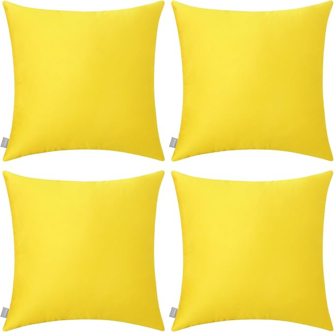 4-Pack 100% Cotton Comfortable Solid Decorative Throw Pillow Case,Thmyo Square Cushion Cover Pillowcase Sublimation Blank Pillow Covers DIY Throw Pillowcase for Sofa(20x20 inch/ 50x50cm,Lemon Yellow)