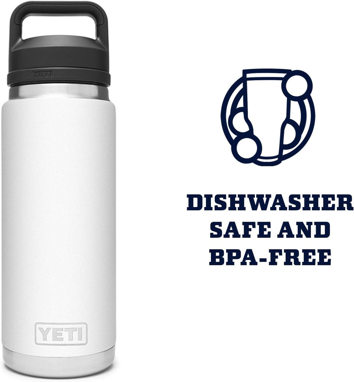 YETI Rambler 26 oz Bottle - Vacuum Insulated Stainless Steel with Chug Cap | White Finish