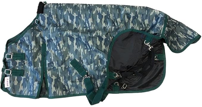 AJ Tack 1200D Waterproof Winter Pony Blanket - 300g Heavyweight Turnout with Fleece Collar, Shoulder Gussets & Tail Flap - Turquoise 56"