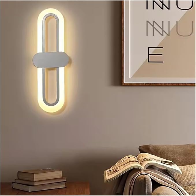 Bedroom Bedside Modern Minimalist Living Room Background Wall Led Three-Color Light-Changing Wall Lamp Simple Aisle Balcony Lamp(White,3 Color Switching)