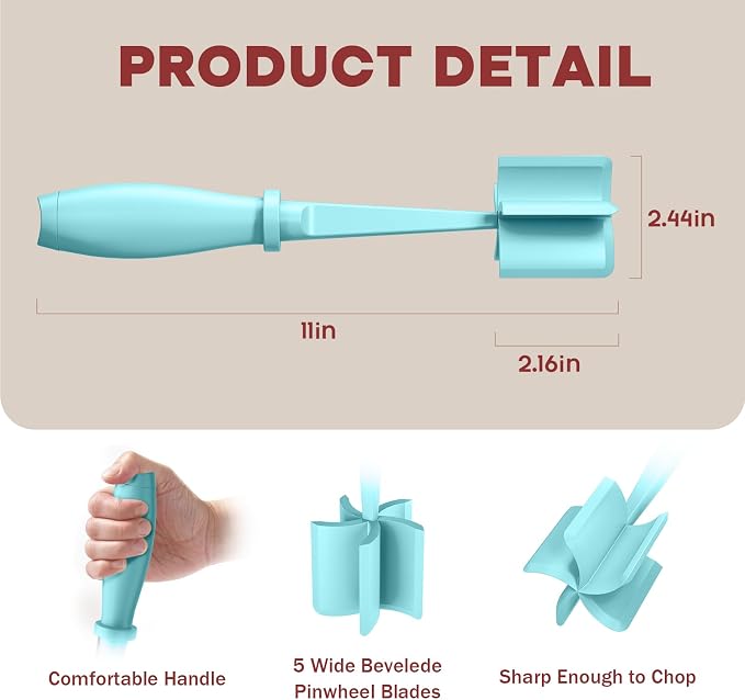 2Pack Meat Chopper Upgrade Hamburger Smasher, Masher for Ground Beef | Heat Resistant, Food-Grade Nylon, for Ground Turkey/Chicken and More, Non Stick Mix Grinder, Dishwasher Safe, Aqua