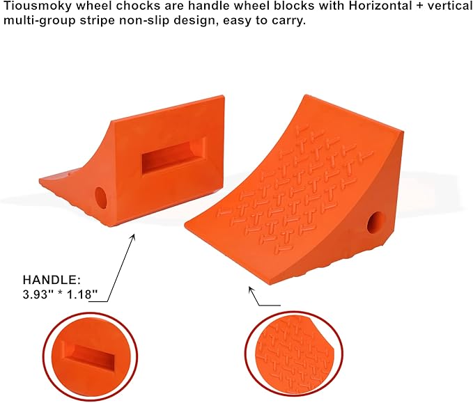 Wheel Chocks, Rubber Wheel Chock with Curved, Durable, Non-Slip, Solid Trailer Wheel Chocks for Boat Trailers, RV, Truck, Camper, 30000lbs (Orange)
