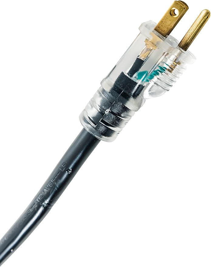 Woods Heavy Duty Extension Cords, 15Ft, 12 Gauge, 3 Conductor, Lighted End, Indoor/Outdoor Cord, SJTOW, Black, 32472 (Pack of 6)
