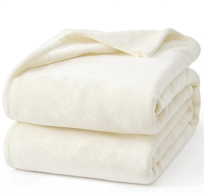 Hansleep Twin Beige Fleece Blanket, Soft Flannel Bed Blanket | Fuzzy Cozy Blanket 60x80 Inches, Multi-use for Bed, Sofa, Couch, Travel, Camping, All Season Warm Lightweight Cover