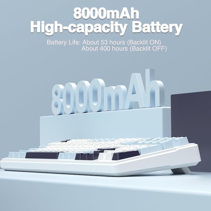 AULA F99 Wireless Mechanical Keyboard, Hot Swappable Custom Keyboard,Pre-lubed Linear Switches,Gasket Structure,RGB Backlit Gaming Keyboard (Blue&White)
