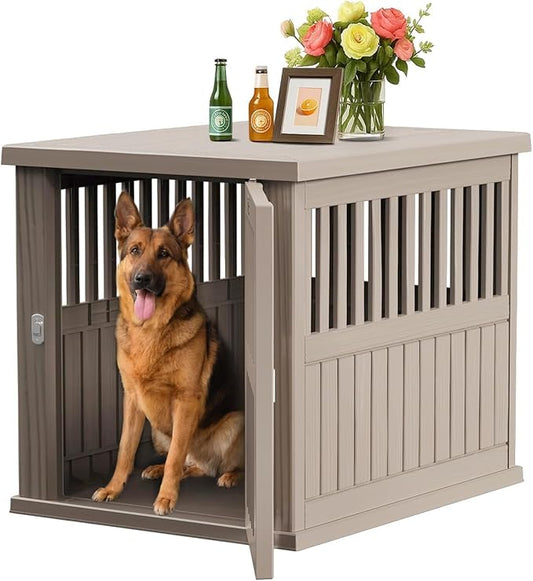 42 Inch Dog Crate Furniture Lockable Dog Kennel Indoor for Large Dogs and Medium Heavy Duty Pet Crate Decorative Pet Cage End Table,Grey