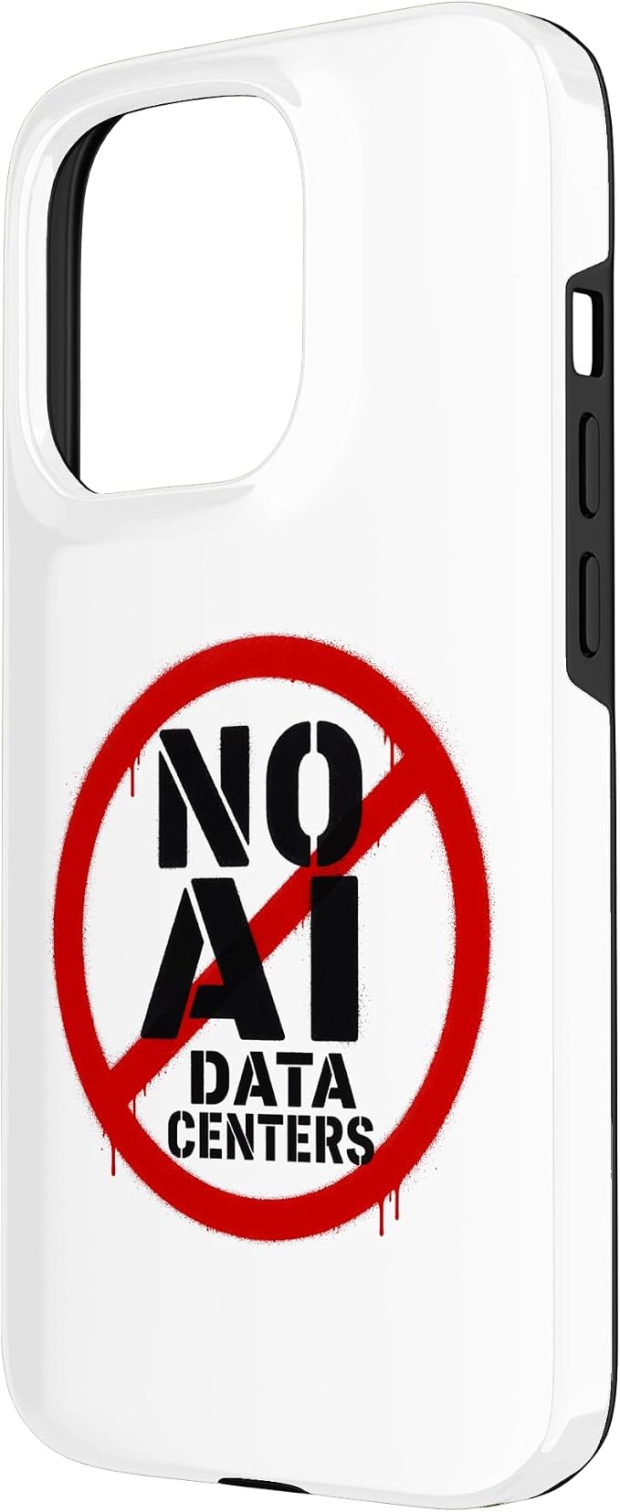 No AI Data Centers ��� Simple Minimal Spray Paint Style Text Case for iPhone 15 Pro