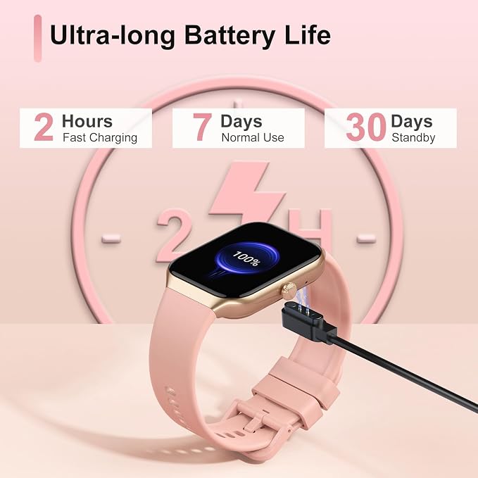 Jugeman Smart Watch for Women, 1.96" HD Smartwatch (Answer/Make Call) with Heart Rate/Sleep Monitor/Pedometer Fitness Watch 113+ Sport Modes, IP68 Waterproof Activity Tracker for Android iOS