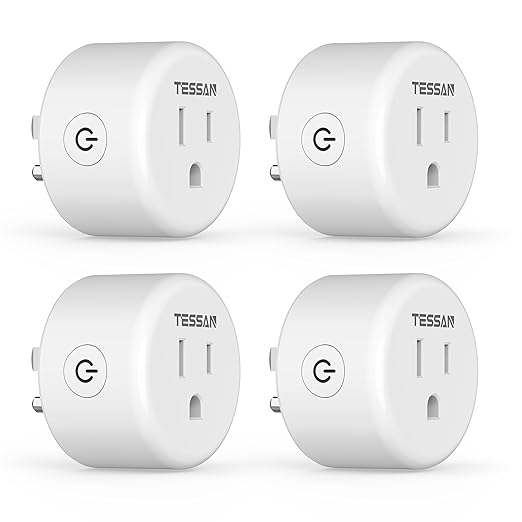 Smart Plug, TESSAN WiFi Timer Outlet Compatible with Alexa and Google Assistant, Smart Outlet with Timer & APP Remote Control, No Hub Required, 2.4G WiFi, 4 Pack