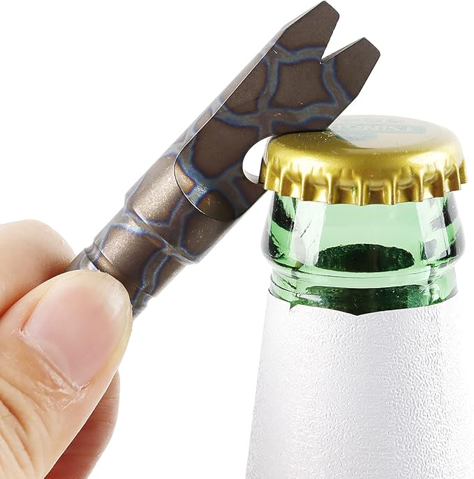 Titanium Alloy EDC Pry Bar with Bottle Opener Screwdriver Function Multi Tool (Multicolor)