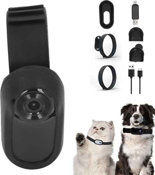 Cat Collar Camera, Pet Camera Collar with Video Record, HD 1080P Dog Collar, 160° Wide Angle Cat Dog Action Camera, Mini Body Cam for Indoor, Outdoor, Dogs, Cats, Black