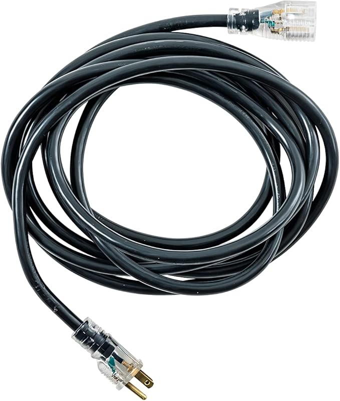 Woods Heavy Duty Extension Cords, 15Ft, 12 Gauge, 3 Conductor, Lighted End, Indoor/Outdoor Cord, SJTOW, Black, 32472 (Pack of 6)