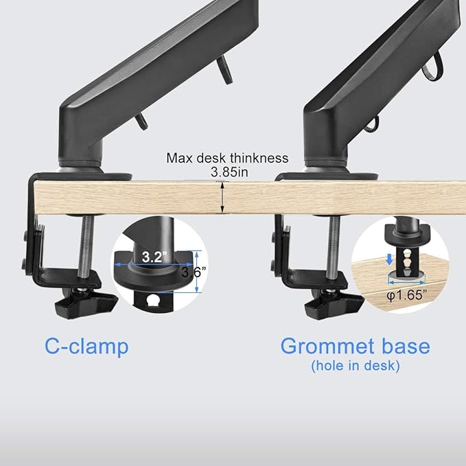 Suptek Monitor Mount Gas Spring Monitor Arm Desk Mount Fully Adjustable Fits 17 20 22 23 24 26 27 32 35 inch Monitors Weight Capacity up to 24.25 lbs