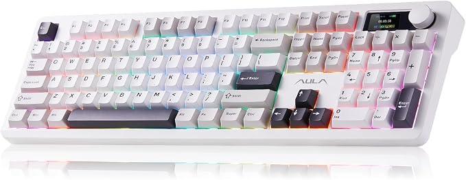 AULA F106 Pro Wireless Keyboard Full Size Mechanical Gaming Keyboards | Full Size,Hot Swappable Custom,8000mAh,RGB Backlit,Creamy Pre-lubed Blaze Switches,PBT Keycaps,Tri-Mode BT/2.4GHz/USB-C