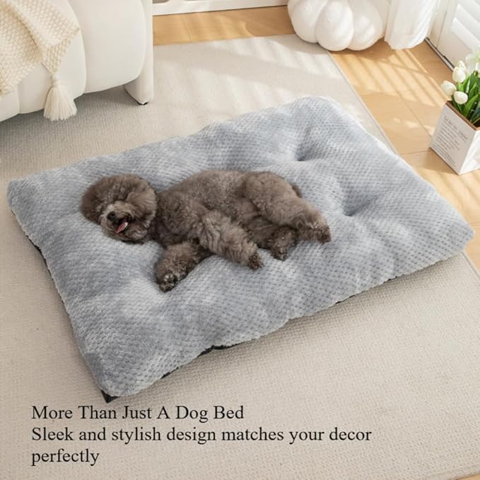 Washable Dog Bed for Large Breeds, Extra Cushioned Crate Mattress with Removable Fluffy Cover, Non-Slip Orthopedic Pet Pad, Machine Washable Kennel Mat(Coffee,XXXL)