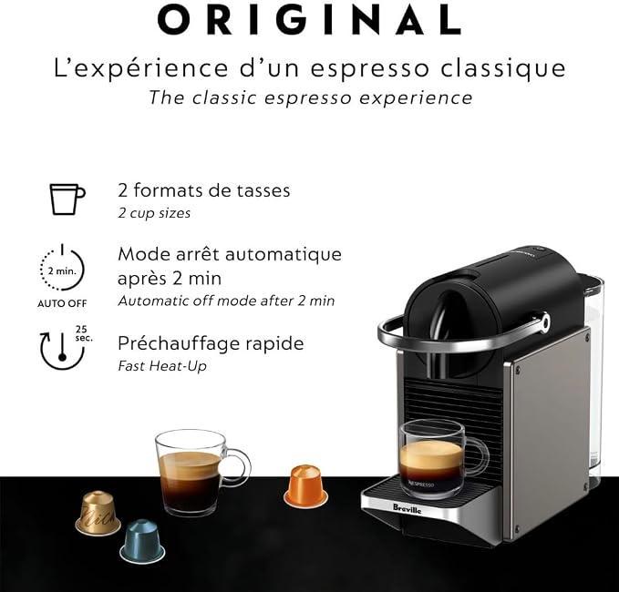 Nespresso Pixie Original Espresso Machine by Breville, Titan