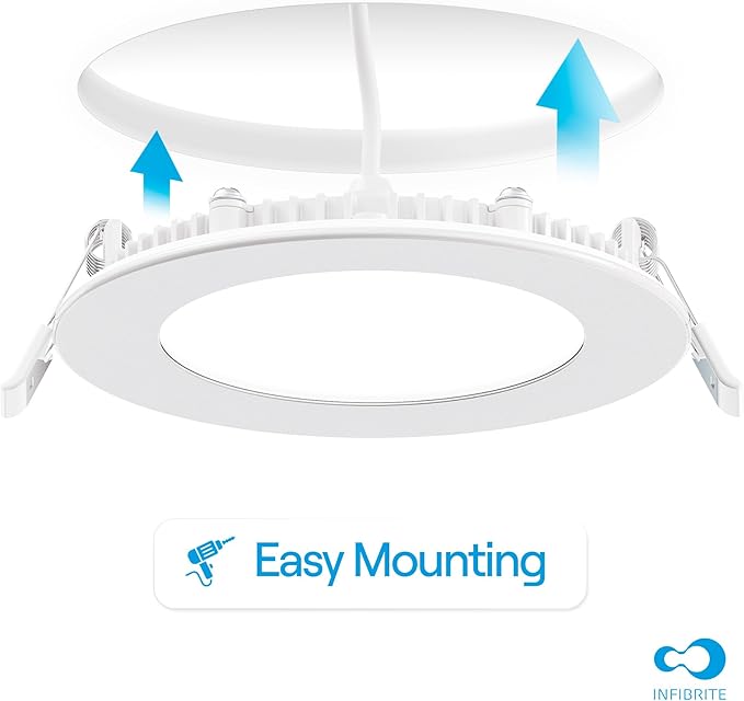 INFIBRITE 4 Inch 2700K Soft White 9W 750LM Thin LED Ceiling Light Kit, Dimmable, Wet Rated (24 Pack)