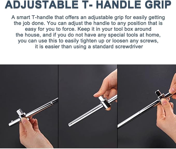 Utoolmart Socket Drive Extension Bar, 1/2-inch Sliding Bar T-handle Wrench, Universal Socket Wrench Hand Tool