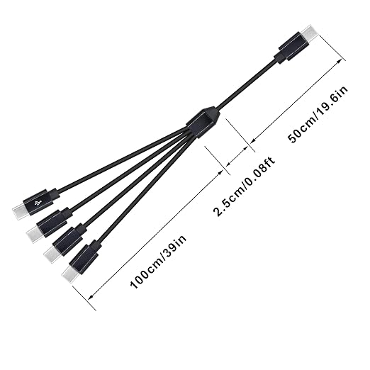4 in 1 USB Type C Splitter Cable,USB C Male to 4 USB C Male Data Snyc and Charging Cord,USB C Multi Charging Cable for Cell Phones,Tablets and More(4.9FT/1.5M)