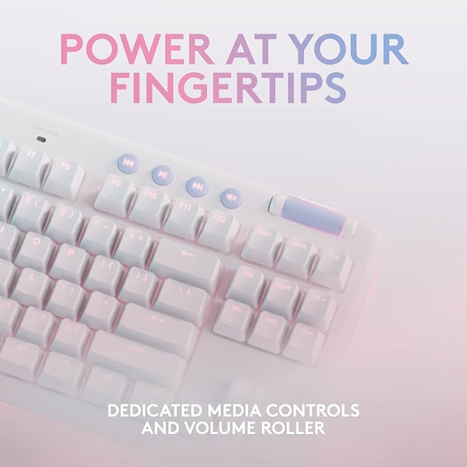 Logitech G715 Wireless Mechanical Gaming Keyboard - White Mist | LIGHTSYNC RGB, Lightspeed wireless, mechanical linear switches, keyboard palm rest, PC/Mac compatible