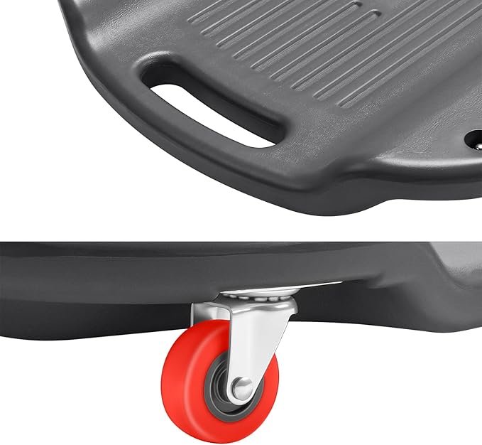 DNA Motoring 38 Inches Low Profile Plastic Rolling Garage Shop Floor Creeper with Side Pockets & 6pcs Casters, Black, TOOLS-00392