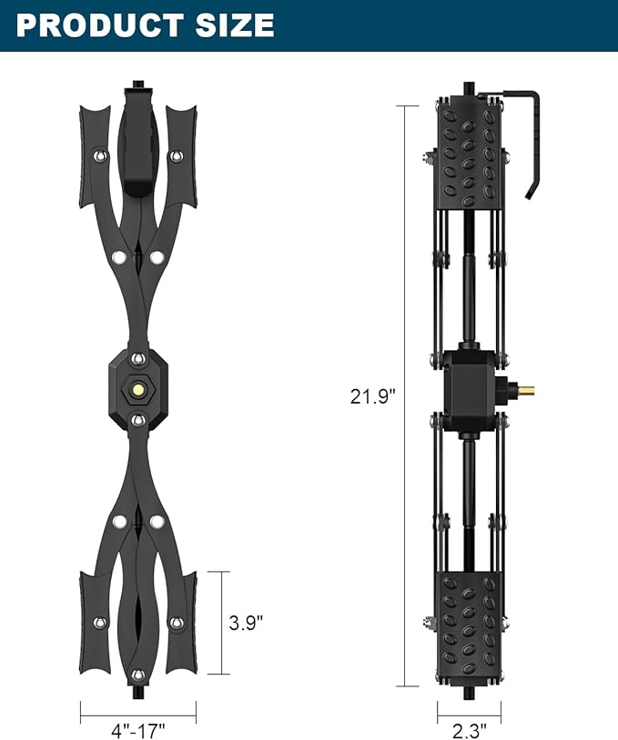Black X-Shape Wheel Chocks Stabilizer XL [Extended Allow Drill Adjust], Double Sets 4'' to 17'' RV Tire Stabilizers Locked Chocks for Campers Travel Trailers Trucks, Wheel Scissor with Wrench