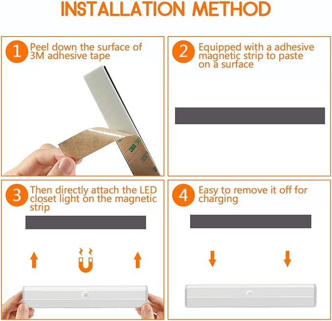 6 Pack LED Motion Sensor Lights, 10 LED Closet Battery Operated Lights, Stick-On Anywhere Magnetic Night Light Bar, Led Safe Light Indoor for Closet Stairs Wardrobe