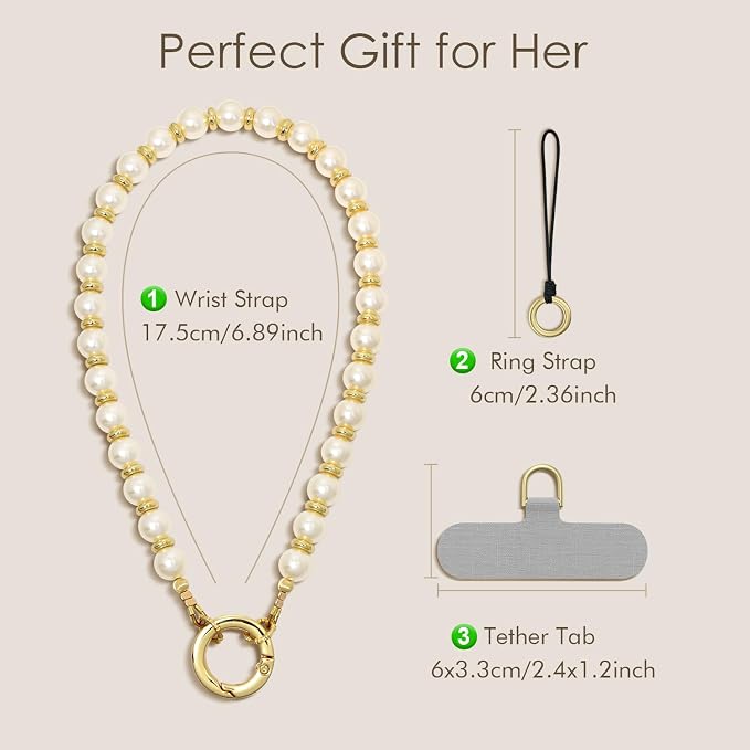 SURPHY Phone Charm, Handmade Beaded Phone Wrist Strap with Tether Tab | Phone Charm Strap, Phone Chain with Premium Metal Buckle, Wrist Strap Fits Cellphone Cases, Wallets, Bags, Keys