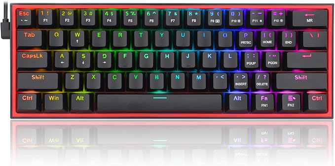 Redragon K617 Wired 60% Compact Hot-Swap RGB Gaming Mechanical Keyboard | 61 Keys Design for More Room to Aim, Swap-Ready Socket for Mod, Vibrant 20-Mode Lighting Hype Vibing, Pro Software Supported