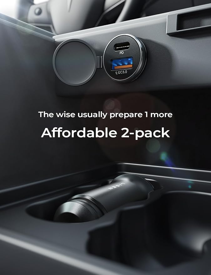 LISEN 54W Car Phone Charger USB C, Cigarette Lighter Adapter, Car Accessories for iPhone, USB C Car Charger Adapter USBC Type C 12v, Fit for iPhone 16, 15, 14, 13 Samsung Google iPad Android, Blue | Cigarette Lighter USB Charger, Car Accessories for Me...