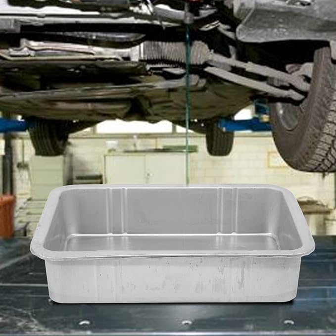 Hapivida Oil Drain Pan, Universal Metal Oil Change Container with Easy Grip Edges 10L Capacity for Cars Motorcycles Boats, Durable Construction for Professional Mechanics and DIY Enthusiasts