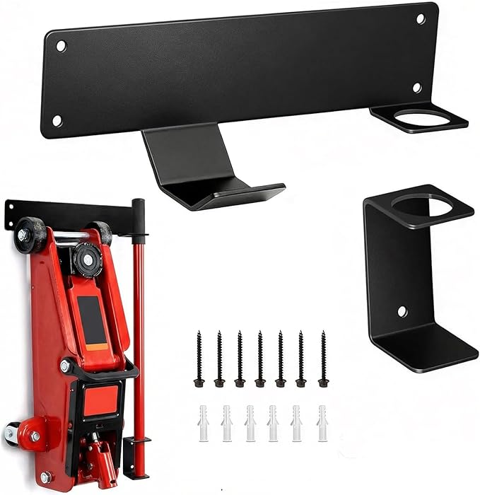 Jack Stand Wall Mount Rack Organizer, Heavy Duty Hydraulic Trolley Jack Storage Brackets, Garage Wall Mounted Tool Holder for Tower Racing Car Trailer Maintenance