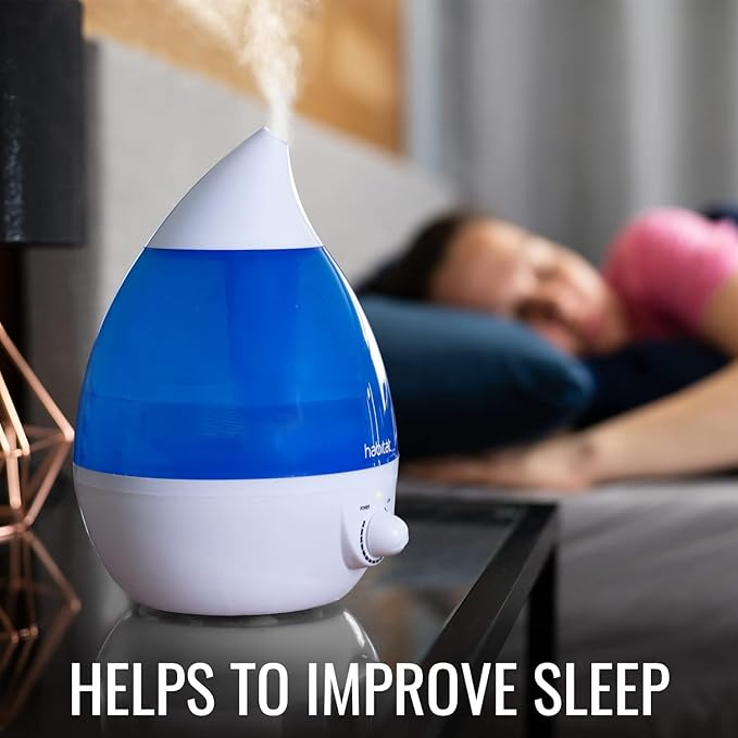 Habitat Cool Mist Ultrasonic Humidifier with Large 2.5L Tank, Whisper Quiet Humidifier with LED Light for Bedroom, 24 Hours of Continuous Mist, Blue (Pack of 12)