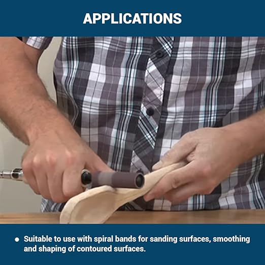 Benchmark Abrasives 3/4" x 1" Rubber Expanding Drum Sander with 1/4" Mandrel, Spiral Bands Rotary Sander Attachment for Drill & Die Grinder, Metal Polishing, Sanding Shaping - Sanders for Woodworking