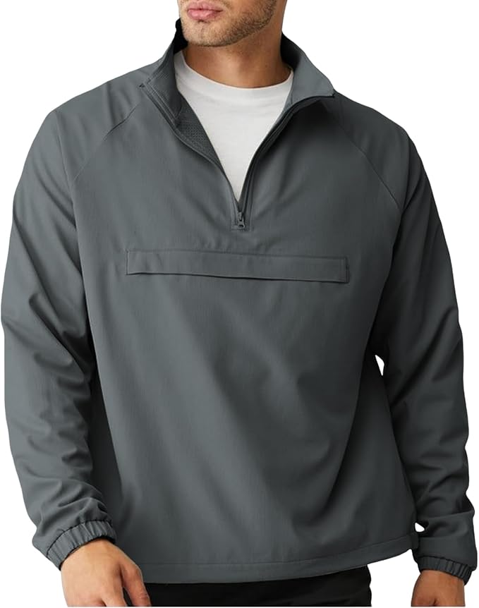 Opomelo Men's Athletic Quarter Zip Pullover Golf Hiking Running Lightweight Jacket Workout Sweatshirt With Pocket