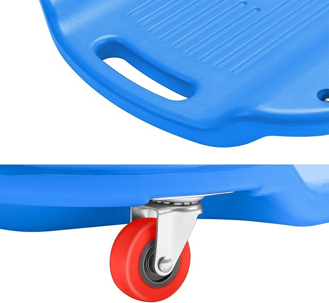 DNA Motoring 38 Inches Low Profile Plastic Rolling Garage Shop Floor Creeper with Side Pockets & 6pcs Casters, Blue, TOOLS-00391