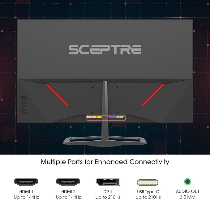 Sceptre New 32-inch 2K QHD 2560 x 1440 Prime Gaming Monitor up to 210Hz USB Type-C DisplayPort HDMI sRGB 115% 1ms Build-in Speakers, Machine Black 2026 ((E325B-QW200D Series)