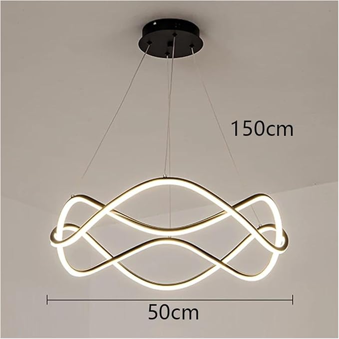 Modern Home Decor Led Lights Pendant Light Lamps for Living Room Chandeliers for Dining Hanging Indoor Lighting,Modern LED Chandelier(APP with RC Dimmable,Black-D50cm)