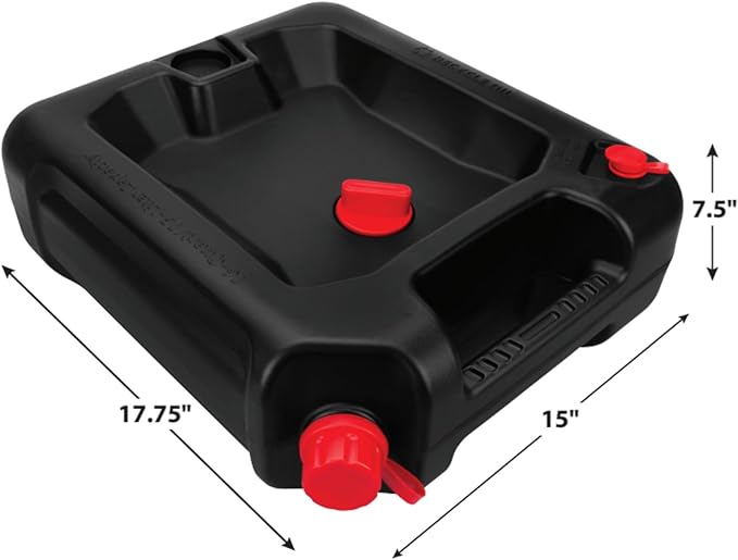 Performance Tool W4077 16-Quart Oil Drain Container, Deep Drain Well, Integrated Handle, Sealing Rubber Gaskets, Black