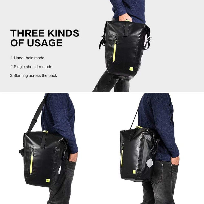 Rhinowalk Bike Pannier Bag 25L Waterproof Laptop Bicycle Rear Rack Bag Storage Saddle Bag Shoulder Bag Backpack