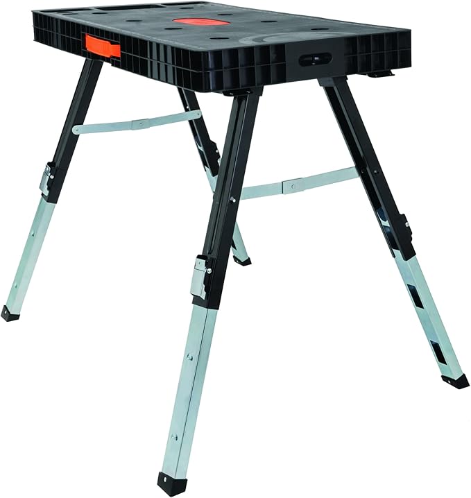Disston Omni Plus 5 in 1 Workbench, Clamping Table, Scaffold, Dolly and Creeper All in one Work Table Orange/Black