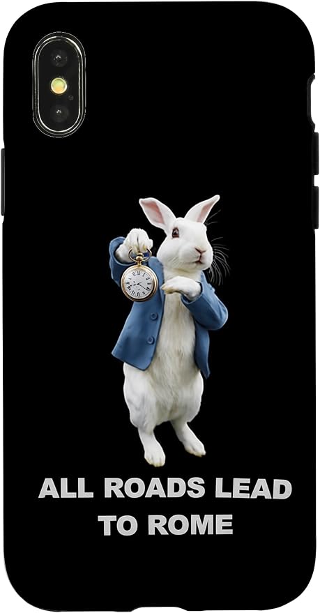 Funny AI Rabbit Meme Tshirt - All Roads Lead to Rome Humor Case for iPhone X/XS