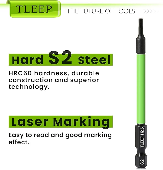 3.5" Long 1/4" Hex Head Allen Wrench Drill Bits, Metric 2.5mm Impact Driver Bit Set, Magnetic Tips Magnetic Screwdriver Bits Hex Drill Bit Set, S2 Steel, New Version Hex Keys with Storage Case