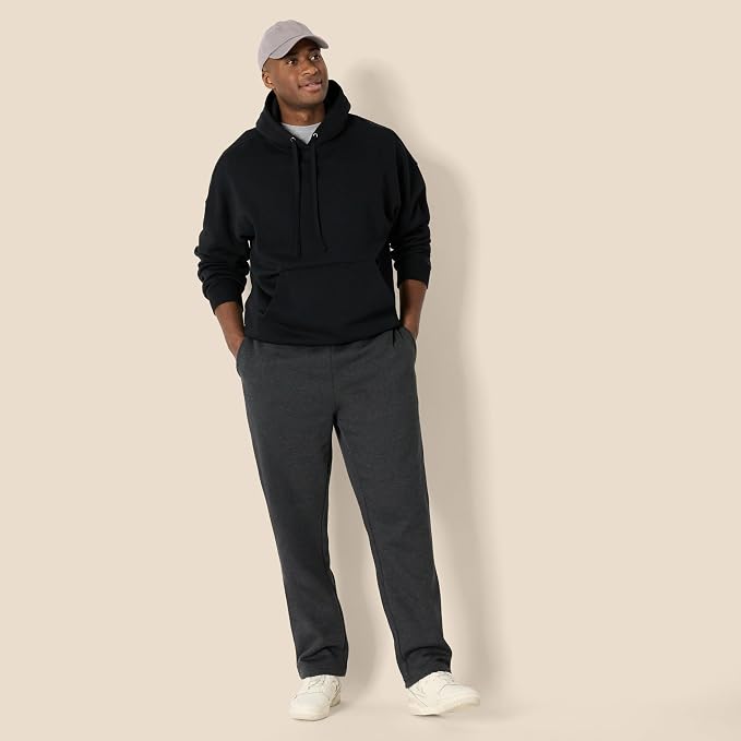 Amazon Essentials Men's Relaxed Straight Leg Fleece Open Bottom Sweatpant (Available in Big & Tall)