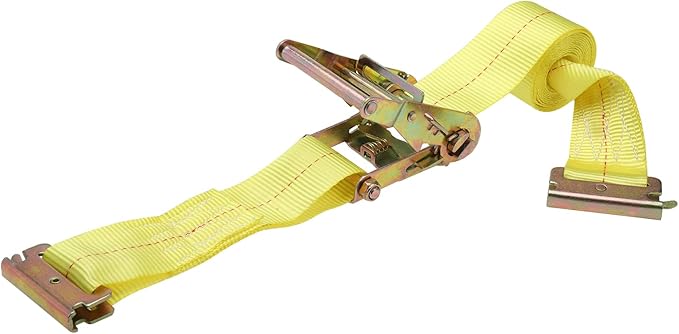 NovelBee Wheel Chock Tie Down Kit, Trailer Tie Down System for UTV, ATV & Mower (Blue Wheel Chock & Yellow Strap)