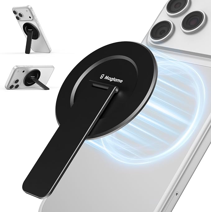 Magnetic Phone Stand for Magsafe, Ultra-Slim Snap-on Phone Holder Kickstand,180�� Adjustable Angle Damping Design Cellphone Grip, Black