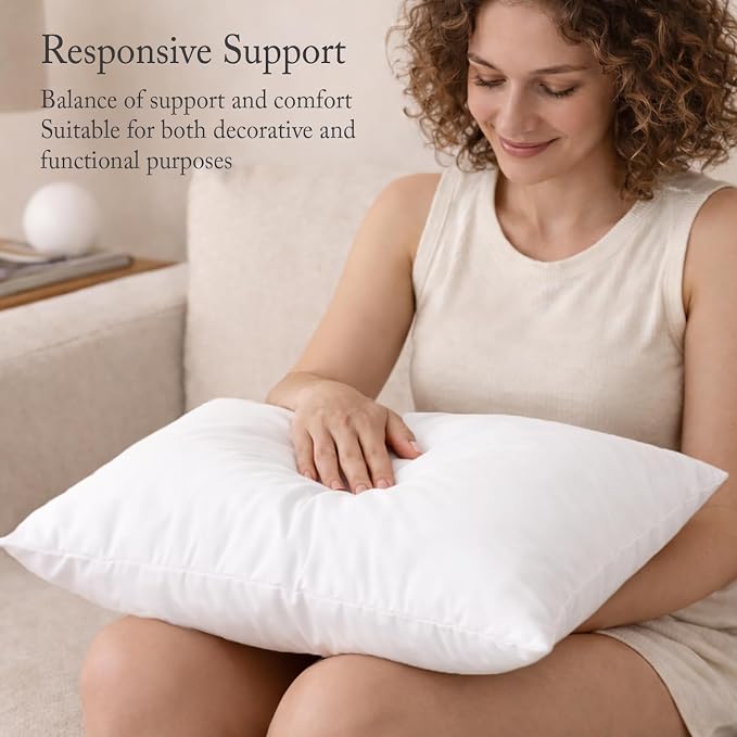 puredown® 14x14 Pillow Inserts, Feather Down Filled for Support, Set of 2 | Natural Feather Down, Choppable & Decorative, Down-Proof Cover, Throw Pillow Insert for Couch, Chairs, Bed, Sofa, Office